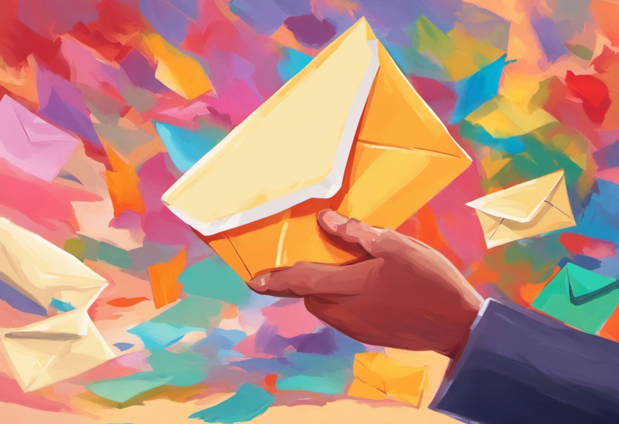 Création artistique numérique montrant une main envoyant un courrier